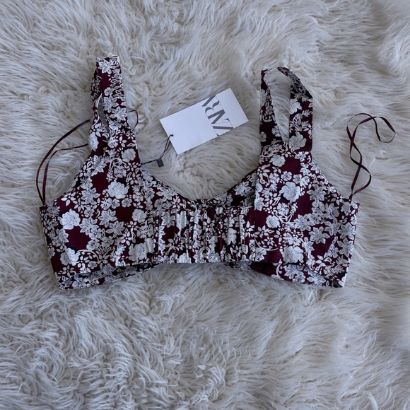 Deep Red Zara Tank Top with Floral Design - Picture 3 of 3